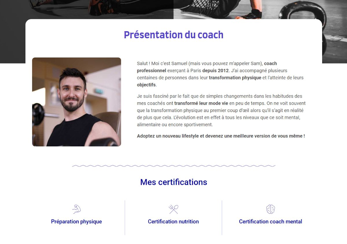 SAM Coaching - Site préconstruit page unique - screen 2